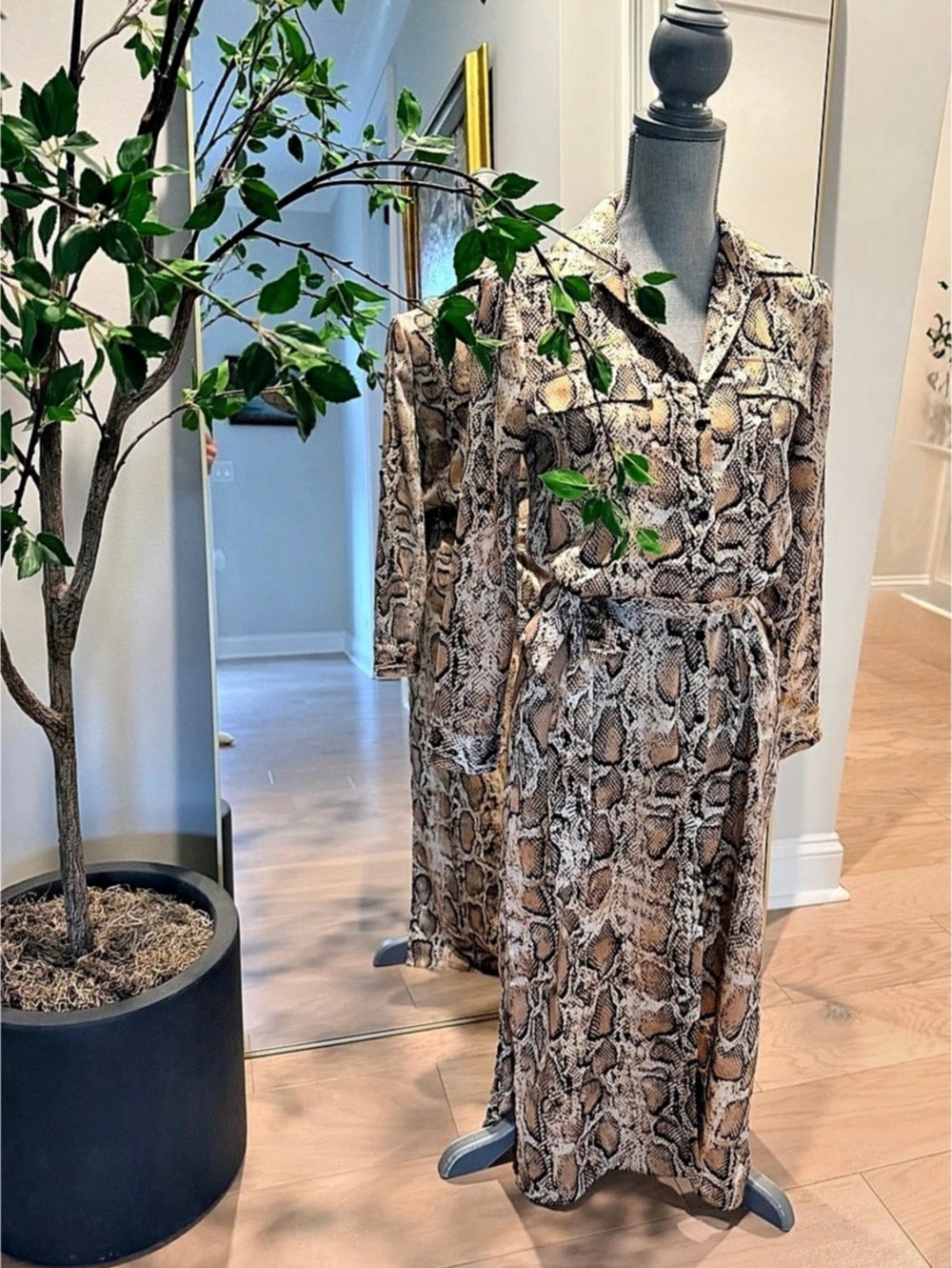 BB Dakota Snake Skin Print Shirt Dress Size XS